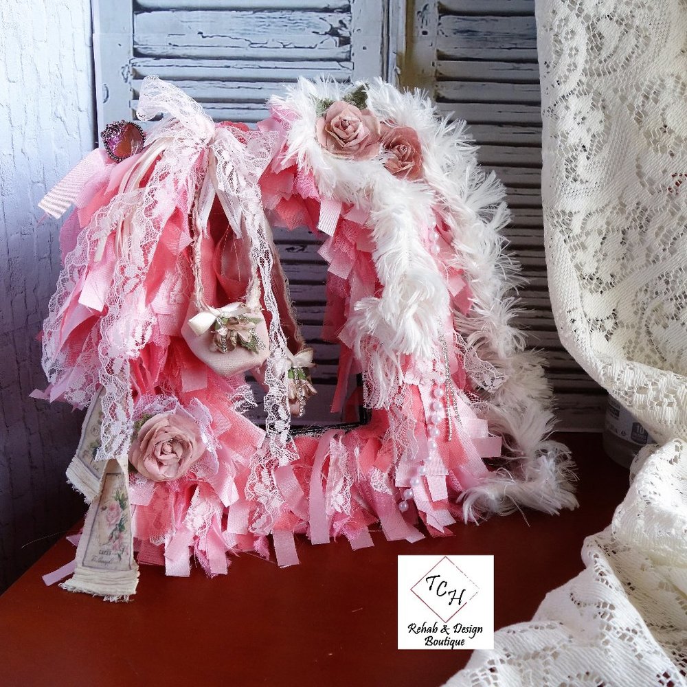 Vintage Ballet Shoes Tabletop Rag Wreath, Diva Decor, Glamour Girl Decor